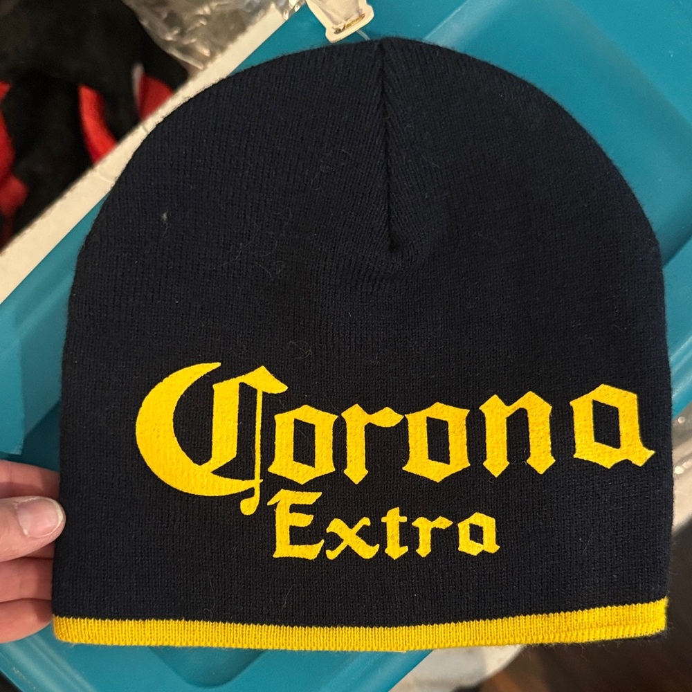 Corona Knit Beanie in Navy and Yellow
